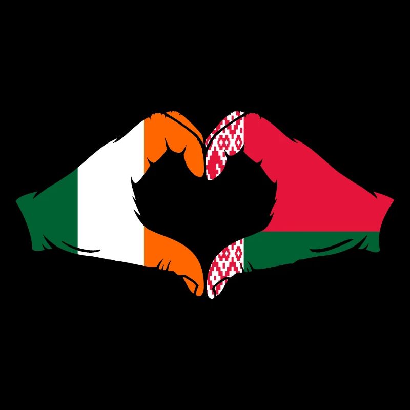 Irlande Biélorussie drapeau mains coeur forme