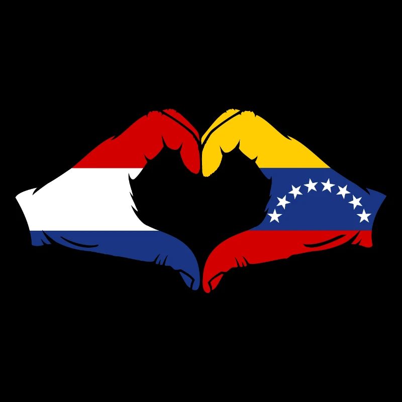 Drapeau Hollande Venezuela mains forme de coeur