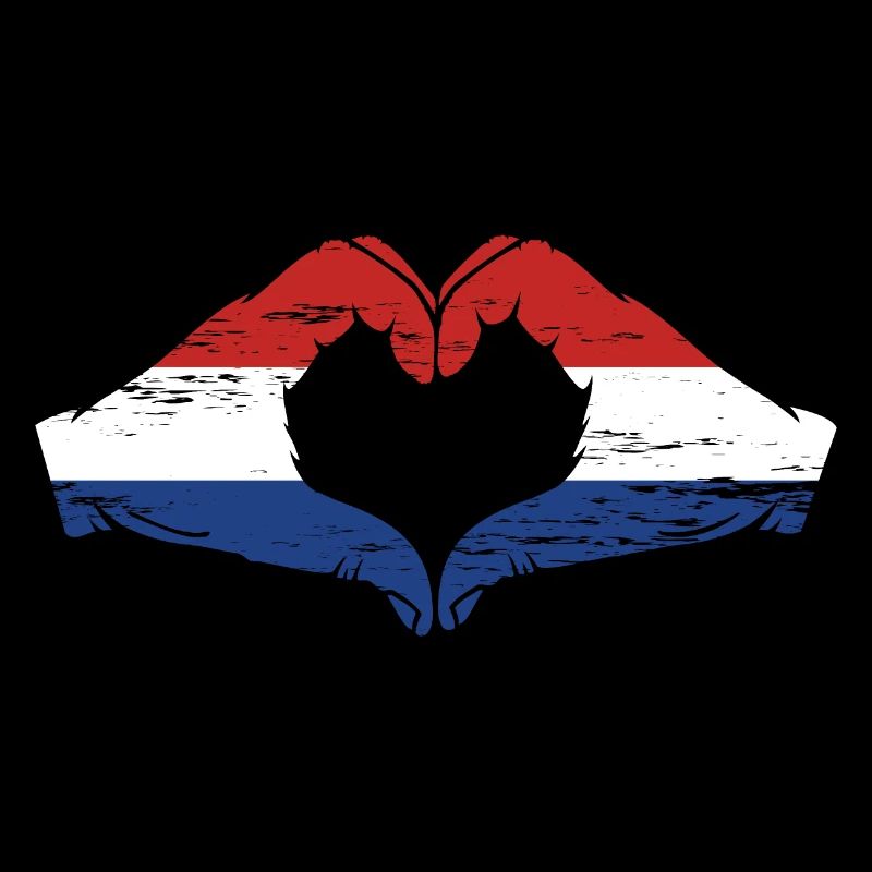 Drapeau de la Hollande mains en forme de coeur utilisé
