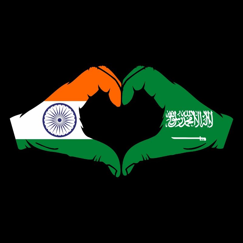 Inde Arabie Saoudite Drapeau Mains Coeur Forme