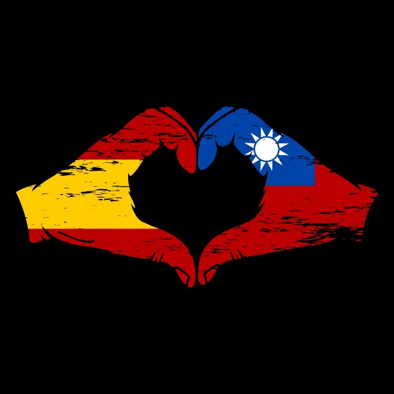 Espagne Taiwan Drapeau Mains Coeur Forme Utilisé