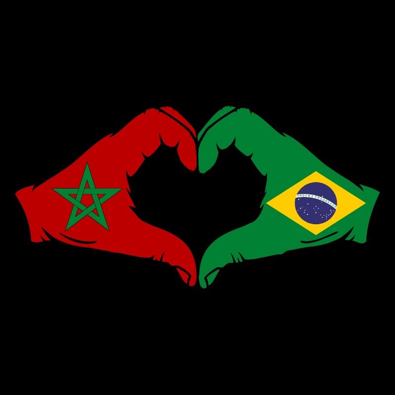 Maroc Brésil Drapeau Mains Coeur Forme