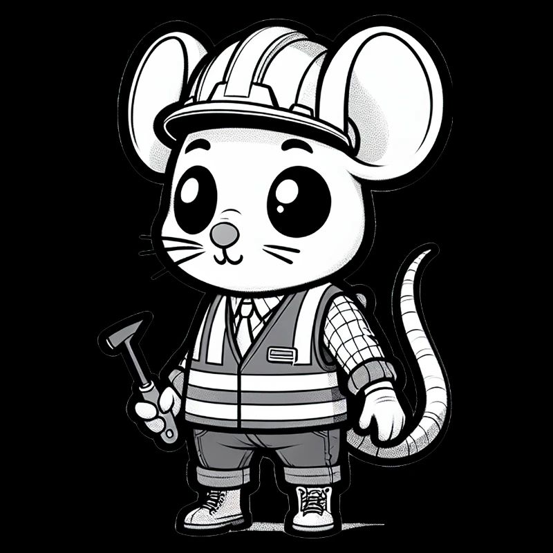 Cute Mouse Construction Worker