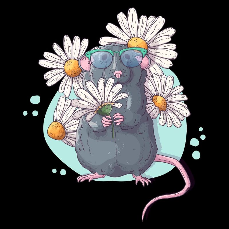 Süße Ratte mit Blümchen | Lustiger Spruch