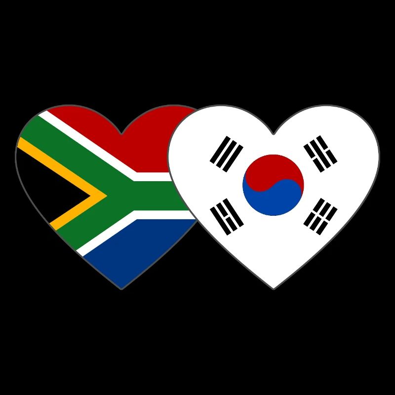 Afrique du Sud Drapeau de la Corée du Sud Coeur