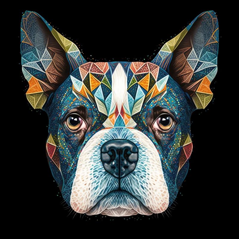 Farbenfrohes Boston Terrier Kopf Artwork