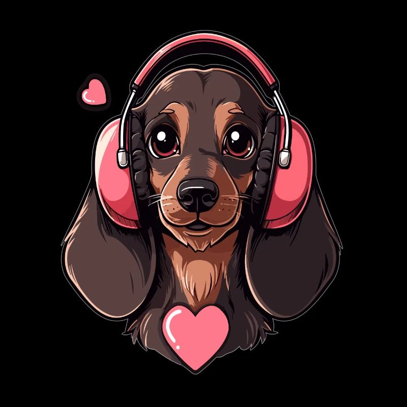 Teckel mignon chien DJ EDM Party teckel