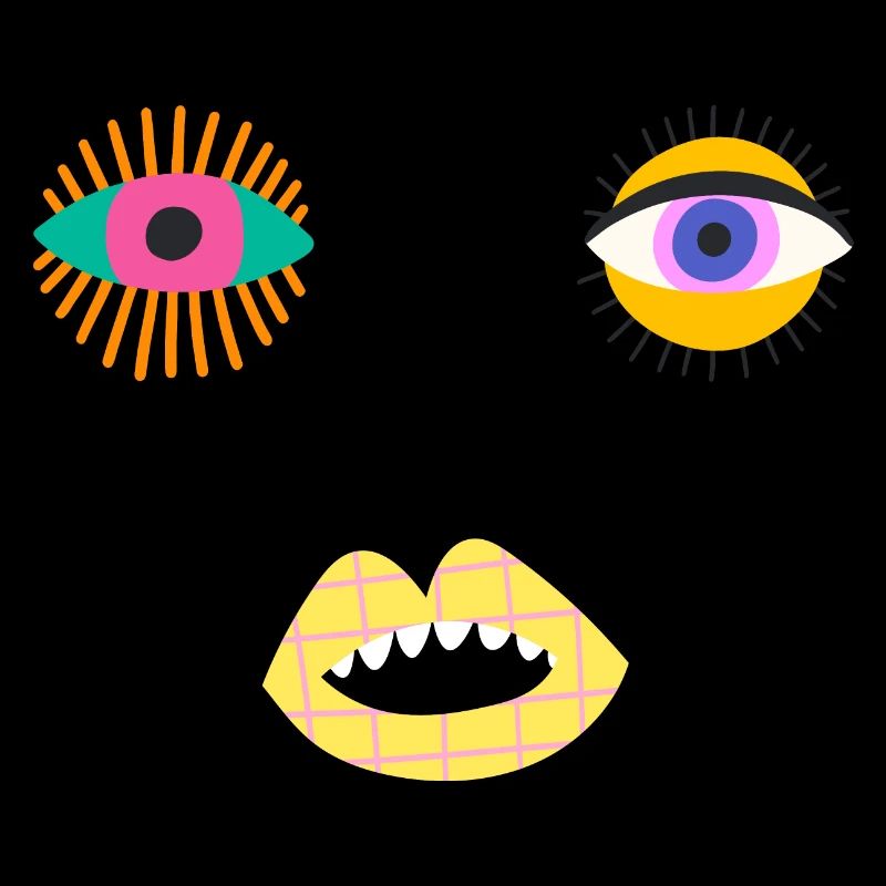 EVIL EYES Colorful Abstract Face