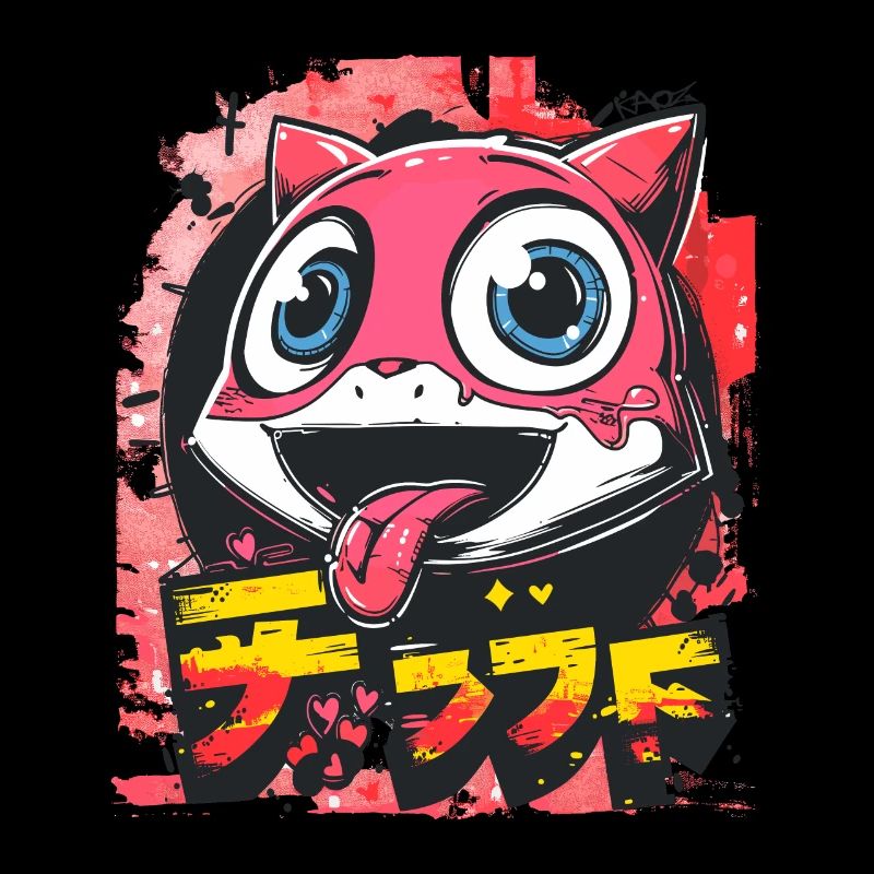 Graffiti Japonais Mignon Coquine Anime Chat