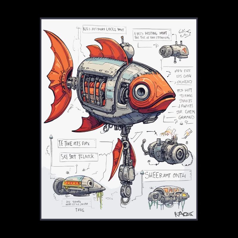 Croquis technique du robot mécanique Fish