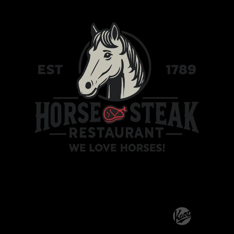 Drôle de design de restaurant « Horse Steak » Satire