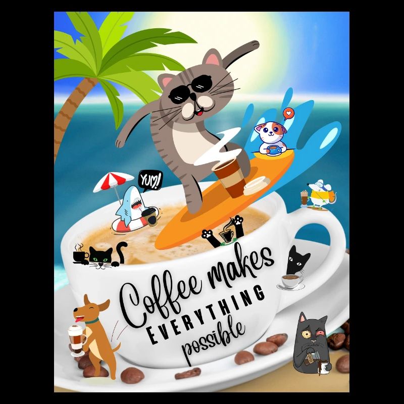 Saying Humor - Coffee makes Everything possible