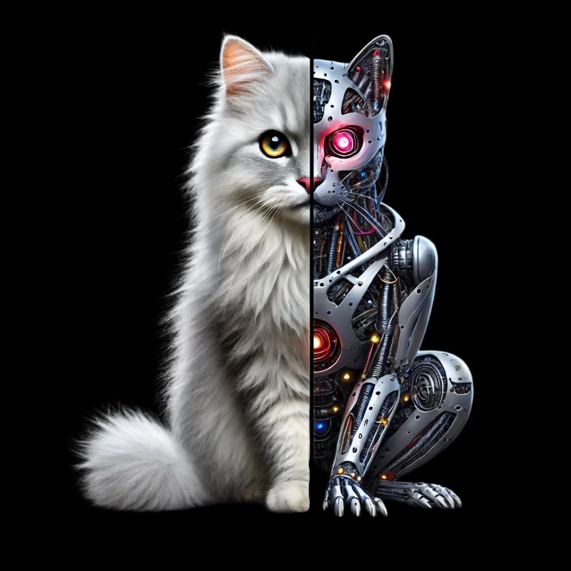 Drôle Robot Chat Tech Chats Cyborg Animal Chat