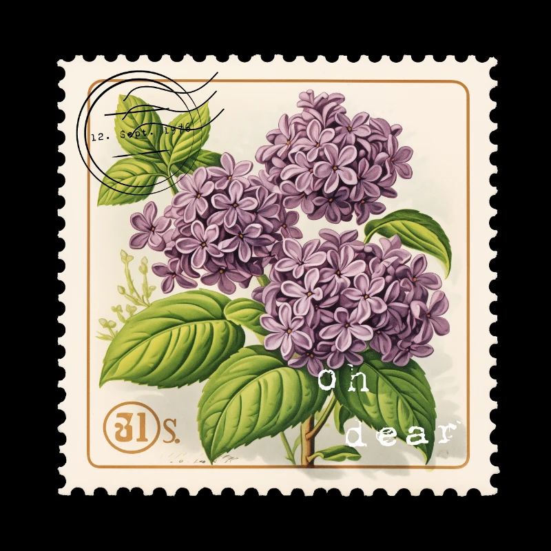 Timbre-poste Vintage fleurs violettes