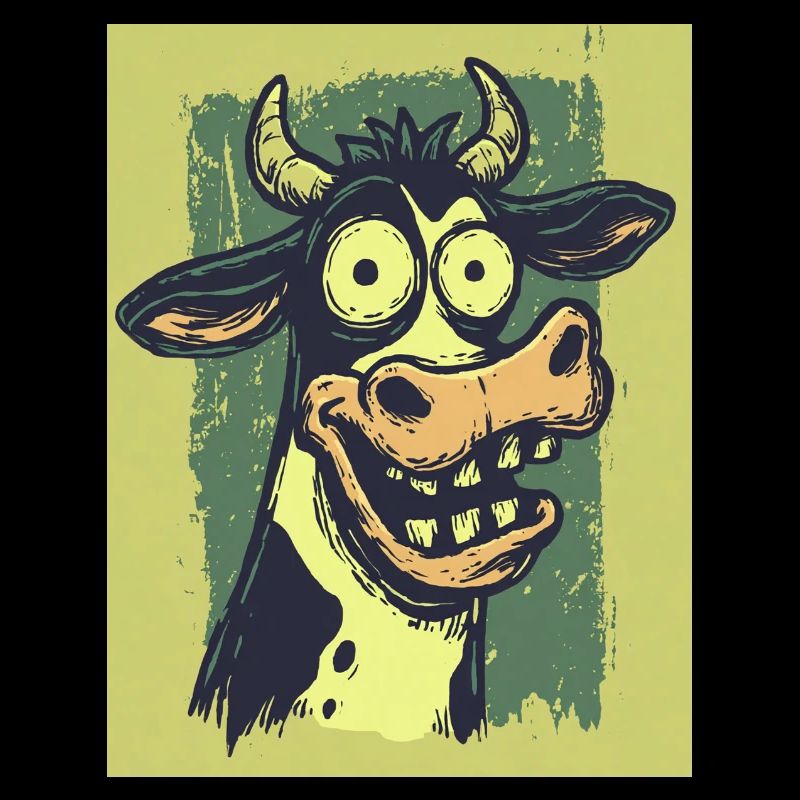 Groteske Kuh-Comic Karikaturen