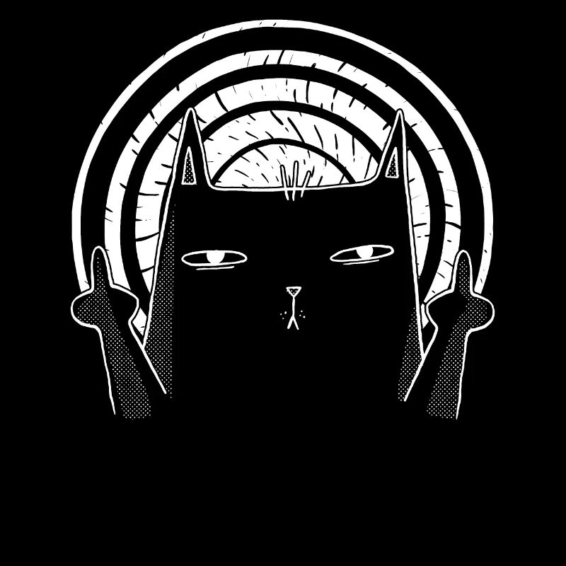 Doigt d’honneur de chat - Chat noir retourné
