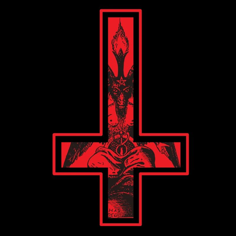 Satan devil cross upside down Baphomet inside