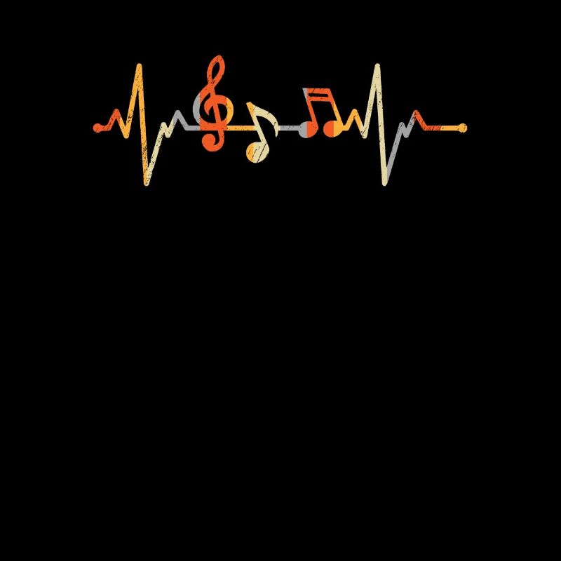 Vintage Notes Lifeline Musical Notes Heartbeat EKG