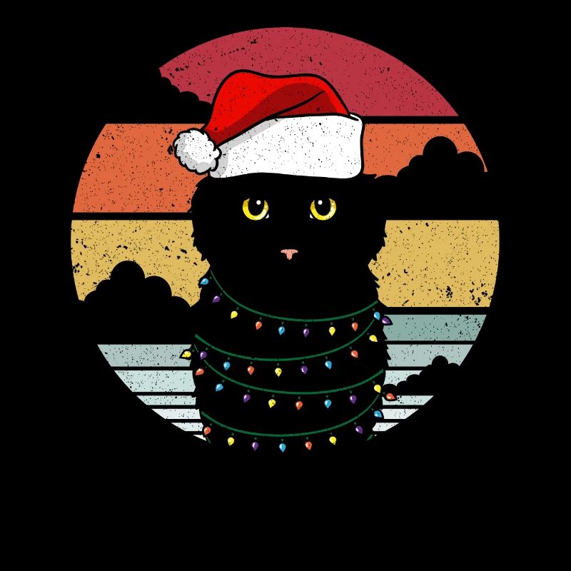 Weihnachtskatze mit Weihnachtslichtern
