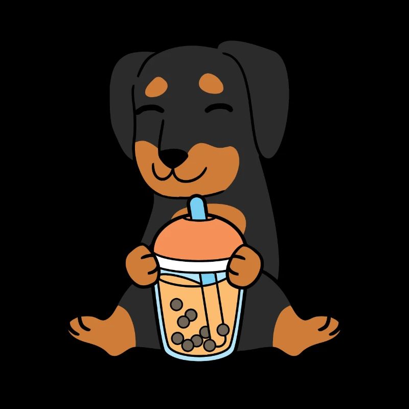 Bubble Milk Tea Dachshund Dog Drinks Boba Milk Tea