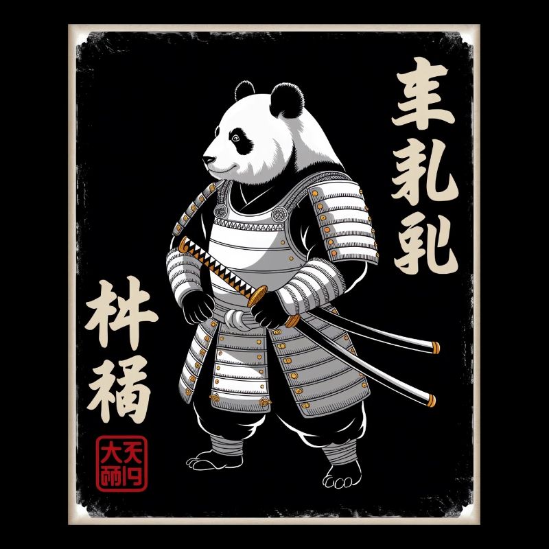 Samouraï panda en ukiyo-e japonais