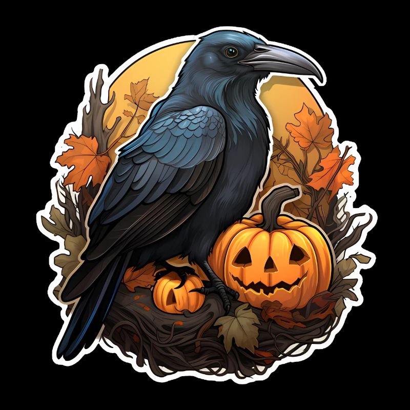 Crow with Pumpkin Halloween 2