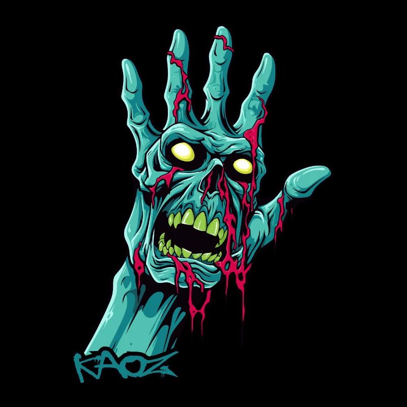 Zombie hand with skull