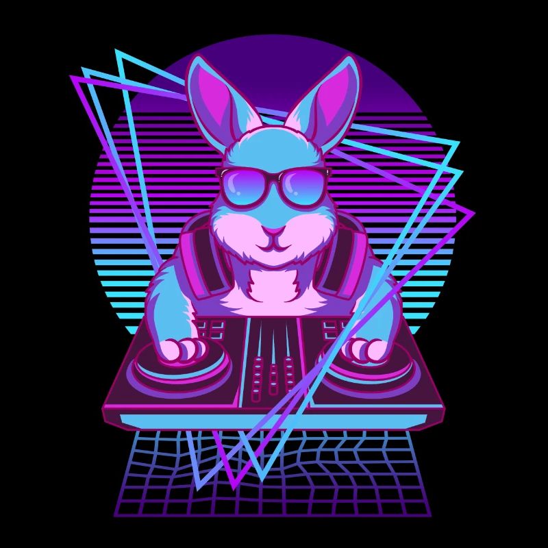 Vaporwave Rabbit DJ Desk Rabbit