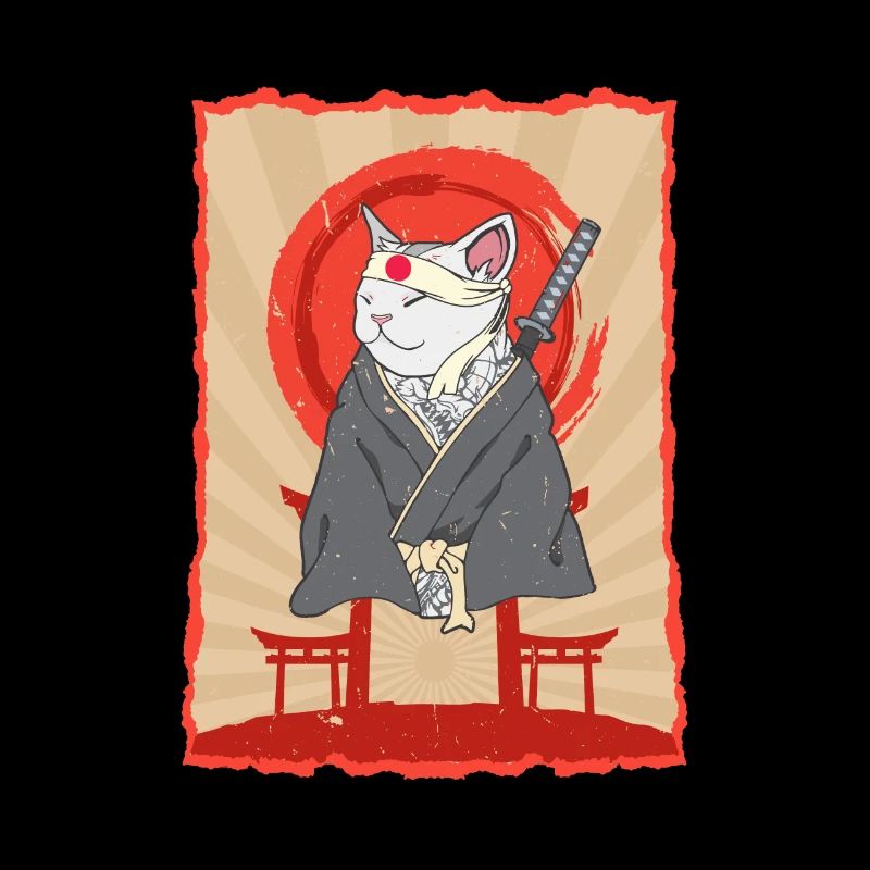 Samouraï Japon Chat Torii Ninja Anime Chat