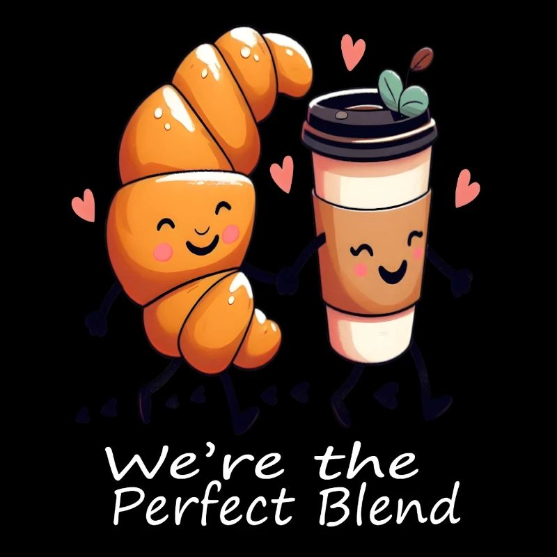 Valentinstagscroissant mit Kaffee