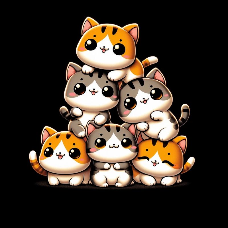 pile de chats chatons pile kawaii miaousson anime
