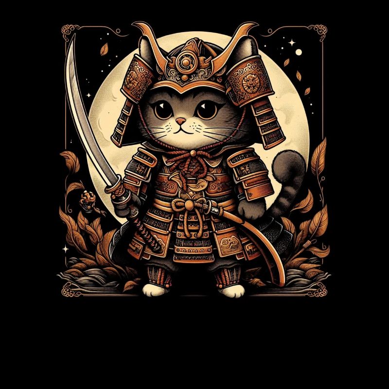Japonais Samouraï Cat Warrior Retro Ninja