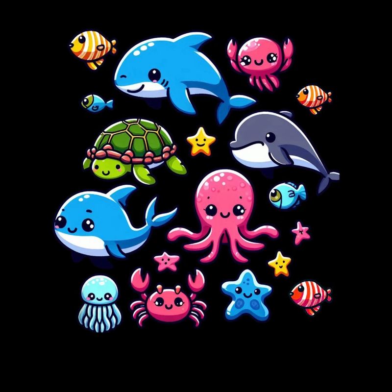 Créatures marines colorées pour les enfants Créatures marines