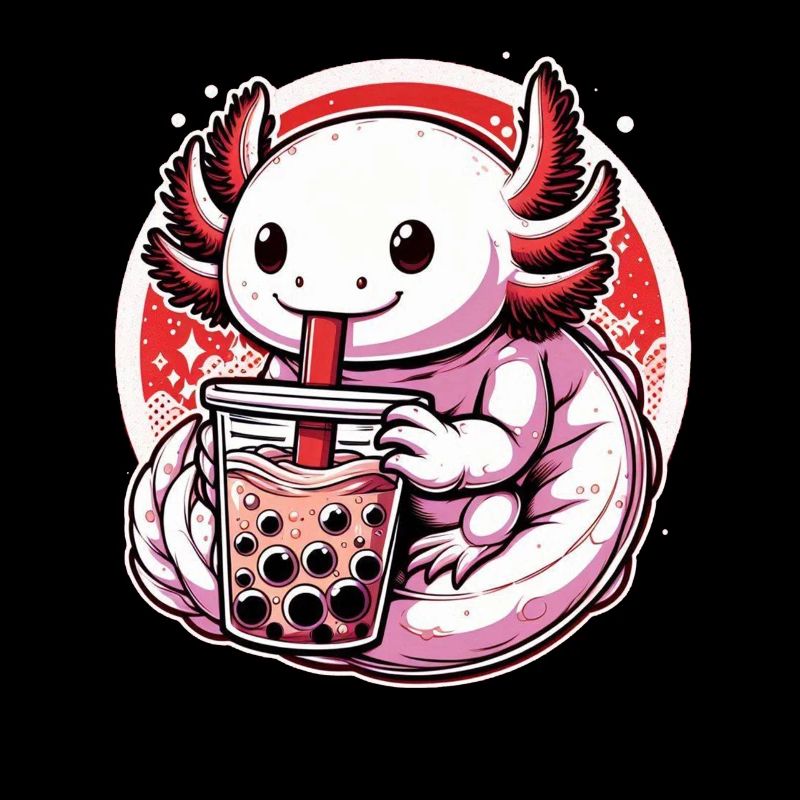 Axolotl Boba Tea Drinking Otaku Anime Lover