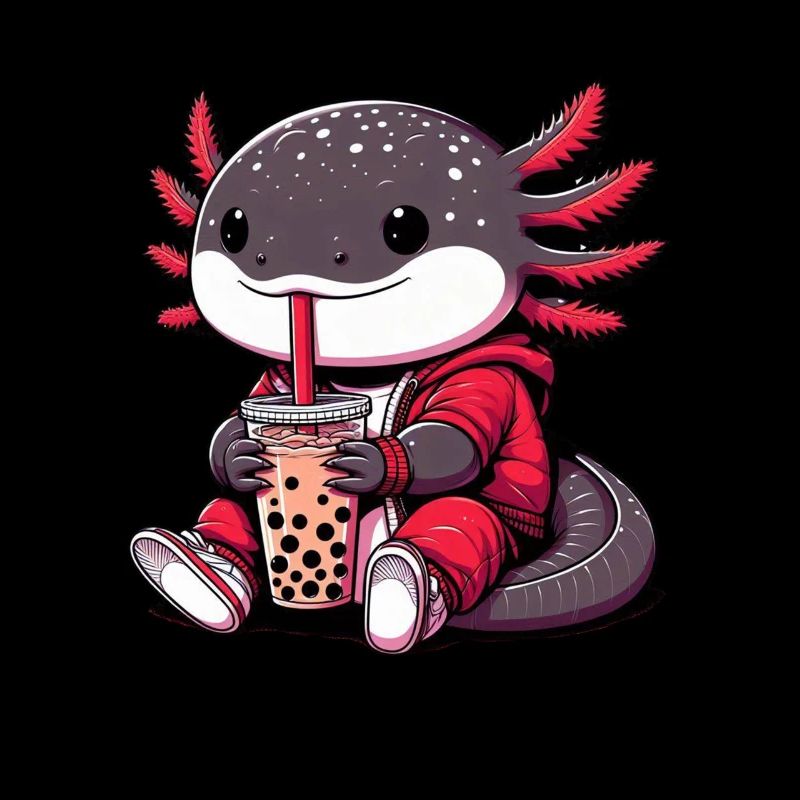 Axolotl Boba Tea Drinking Otaku Anime Lover