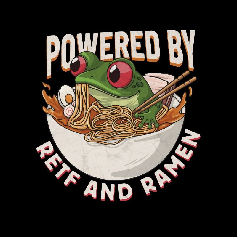 Frog eats Japanese ramen soup