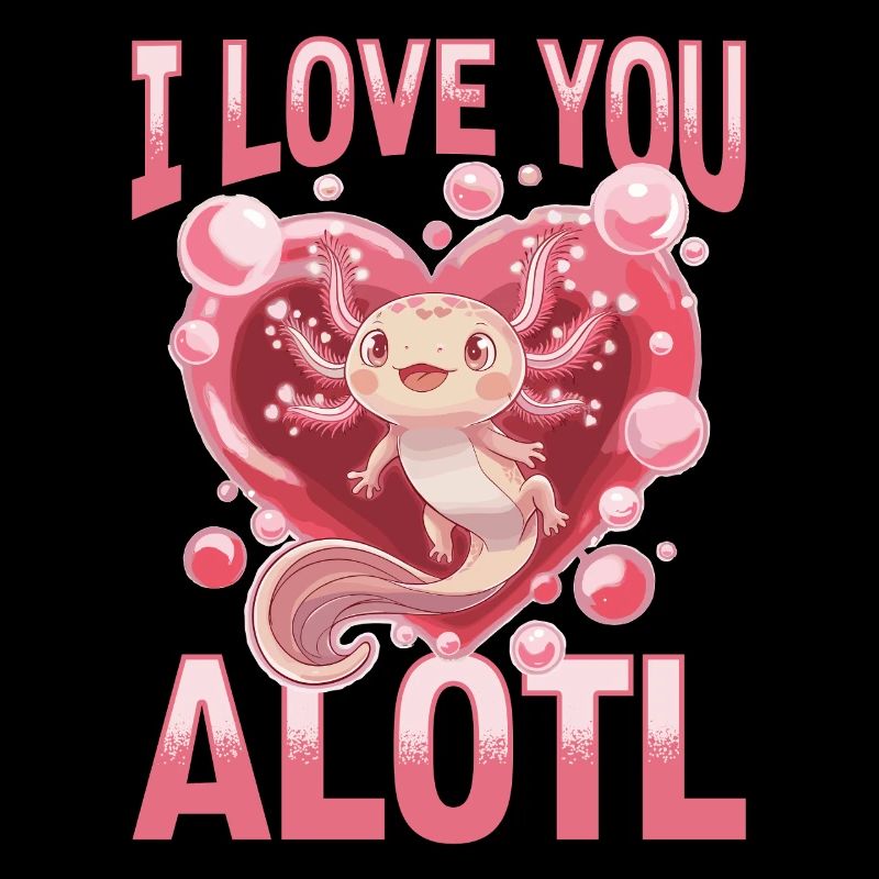 Cute Axolotl Valentins Day