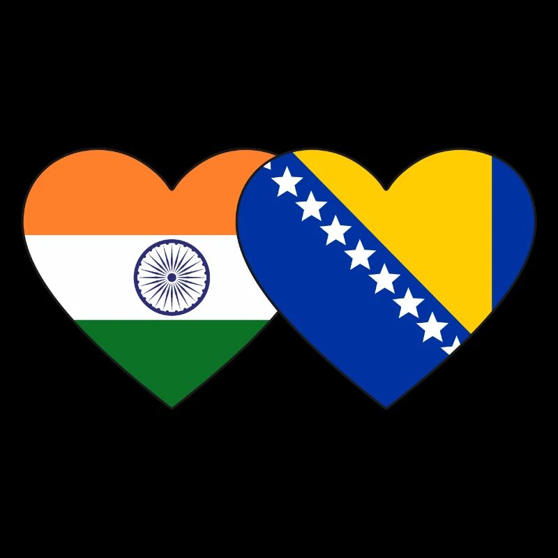 Inde Bosnie drapeau coeur