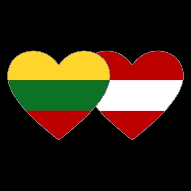 Lithuania Austria Flag Heart