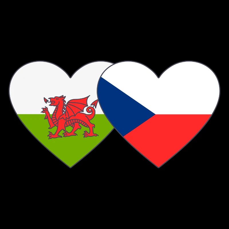 Pays de Galles République tchèque Drapeau Coeur