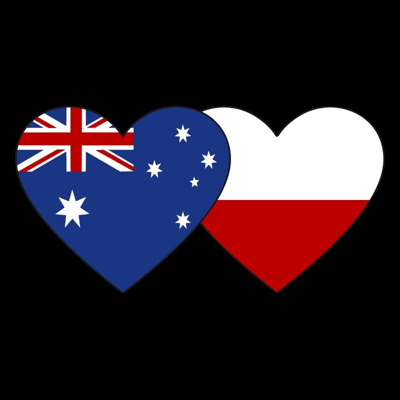 Drapeau de l’Australie et de la Pologne Coeur