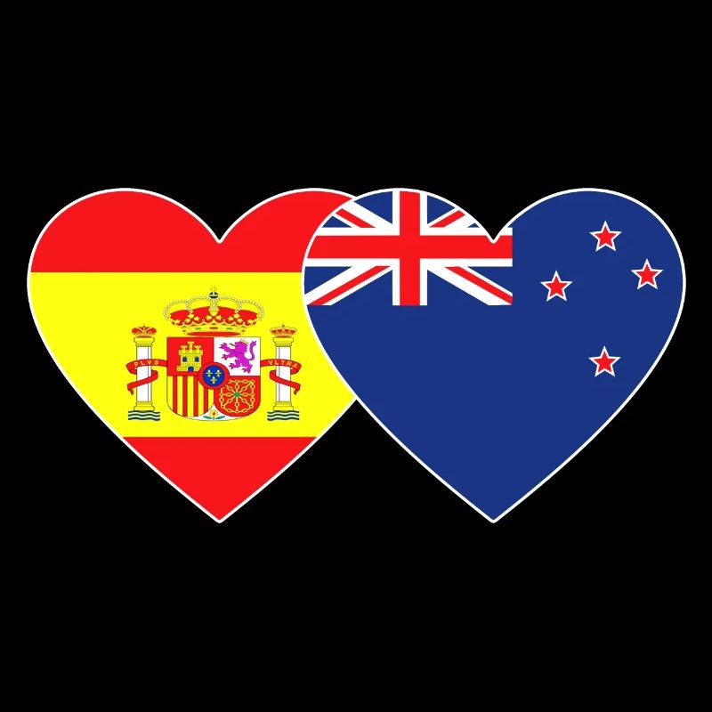 Spanien Neuseeland Flagge Herz