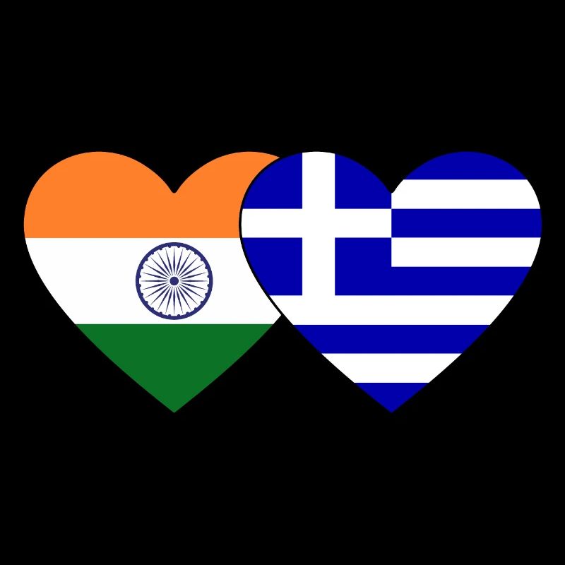 Inde Grèce Drapeau Coeur