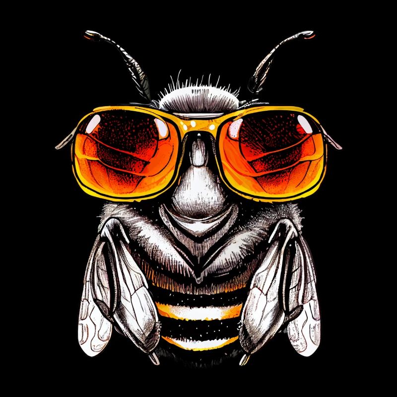 cool bee with glasses, wasp, bumblebee