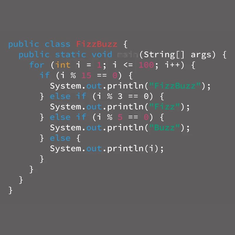 Langage de programmation de l’algorithme FizzBuzz Java