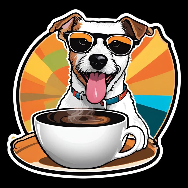 Parson Russel Terrier mit Kaffee