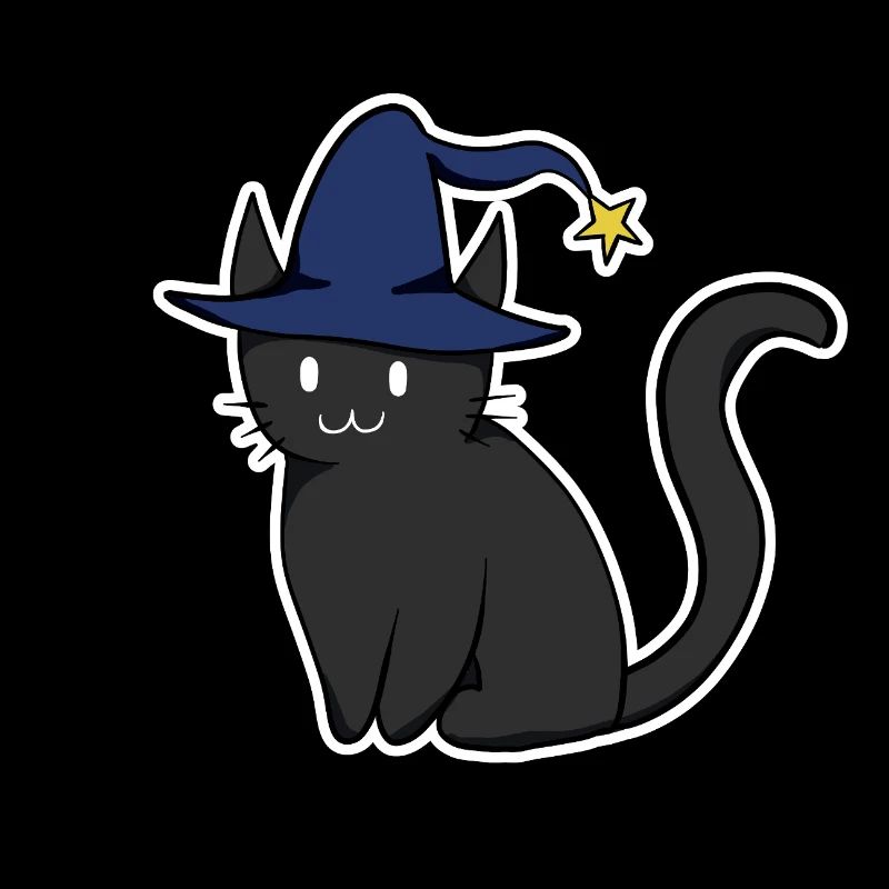 Schwarze Katze mit Hexenhut