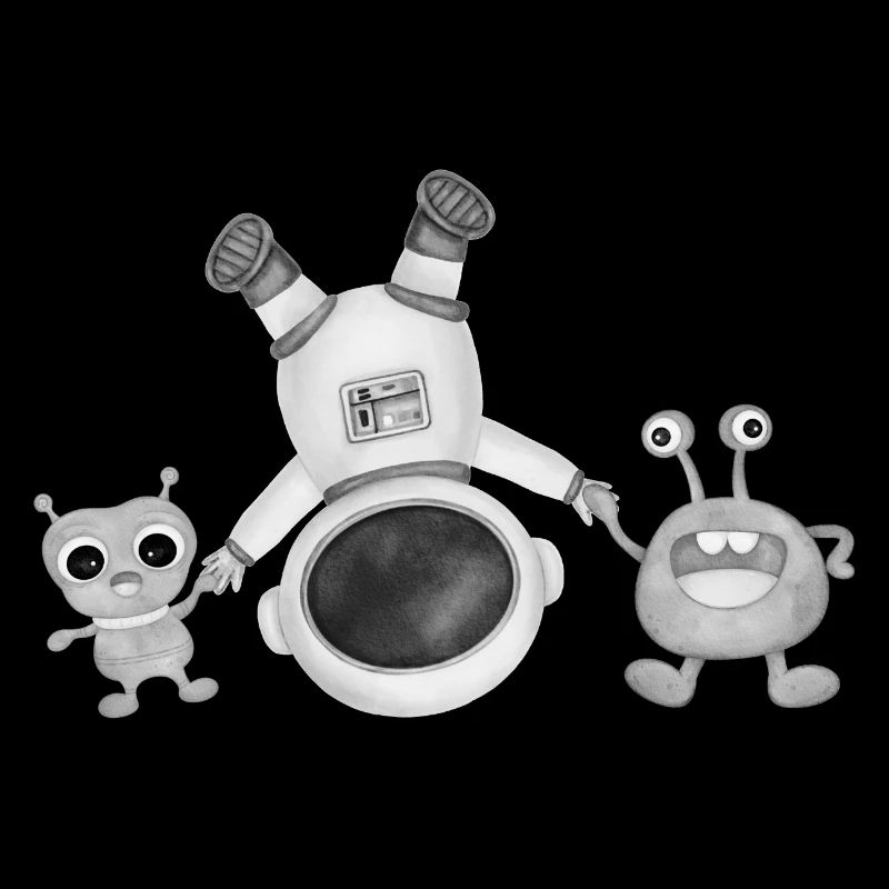 Astronaut Alien bw