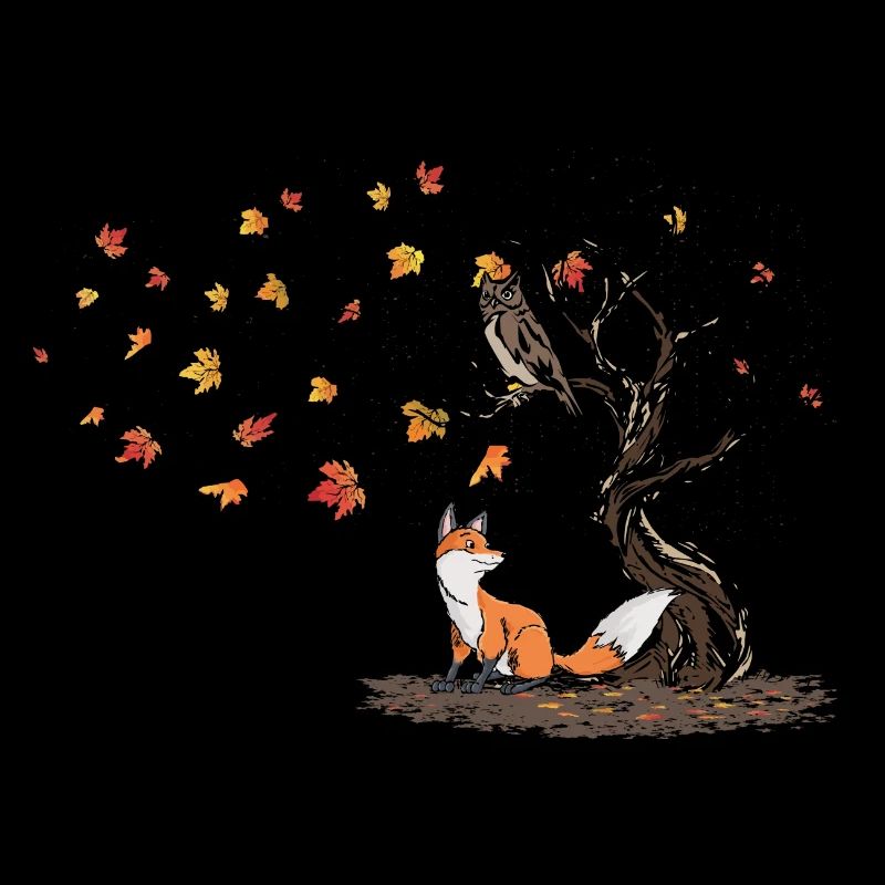 Fuchs Eule Im Herbst Baum Ahorn Eiche Blätter