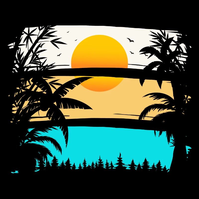 SUNDOWN - PALM TREES, SUN